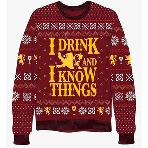 Game Of Thrones Christmas holiday ‎ I Drink And I Know Things Knit Sweater